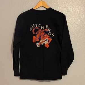 Dutch Bros Black Long Sleeve  Shirt with Tiger Design